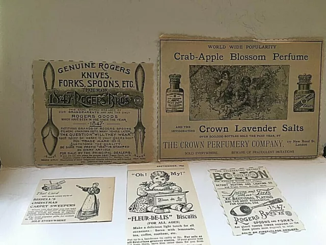 Vintage Lot of 5 Late 1800s Print Ads .          Y2