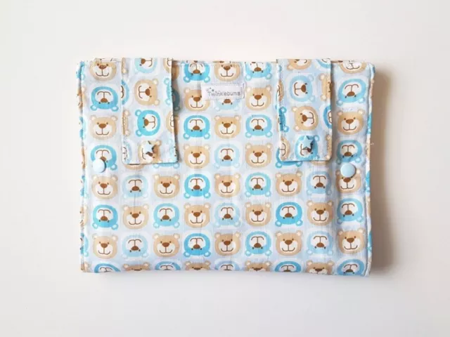 Travel Nappy Diaper Change Mat Wallet Pouch Carrier Bag - Blue Bears