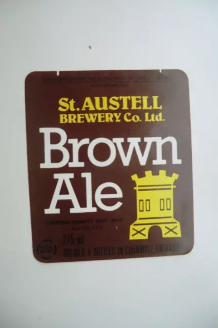 ST AUSTELL BREWERY BROWN ALE 275ml BREWERY BEER BOTTLE LABEL