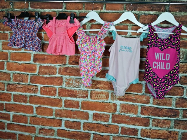GIRLS BUNDLE 4-5 YEARS GEORGE NEXT PRIMARK etc FLORAL PATTERNED SWIMSUITS 110CM