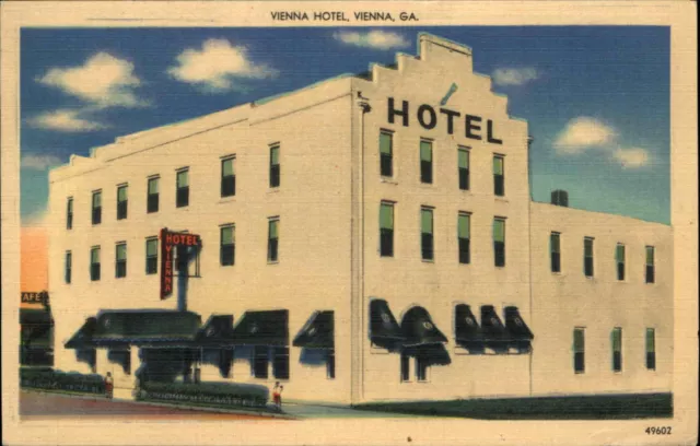 Vienna Georgia GA Vienna Hotel Linen Vintage Postcard