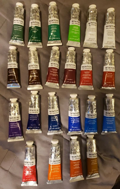 (22) Lote de tubos de color de aceite Winsor & Newton Winton 1,25 EE. UU. FL OZ 37 ml totalmente NUEVOS