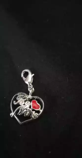 New Be Mine Love Heart Charm With Lobster Clasp Silver Plated Free Pouch Ncgt
