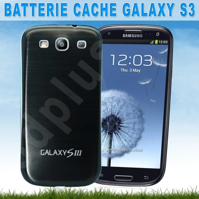 Batterie Cache Alu Brossé Noir Samsung Galaxy S3 i9300