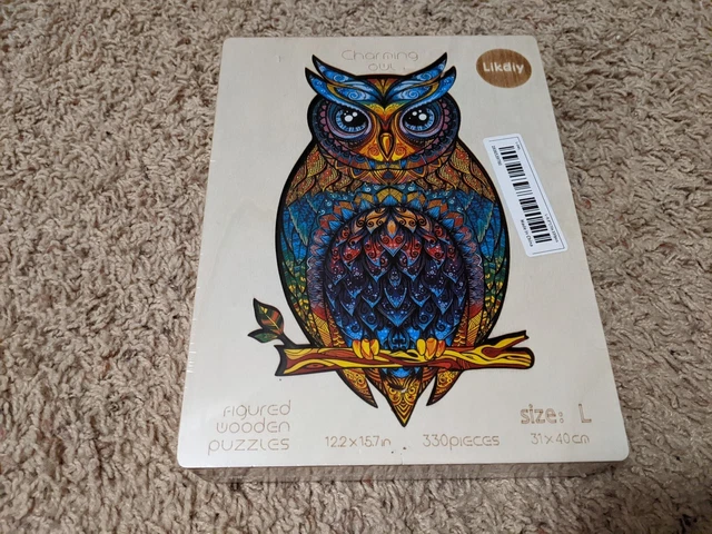 NEW Unidragon Wooden Jigsaw Puzzles Charming Owl L Size Figured 330 Pieces