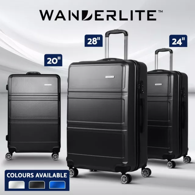 Wanderlite Luggage Set Suitcase Travel 2/3pc Trolley TSA Carry on Hardside
