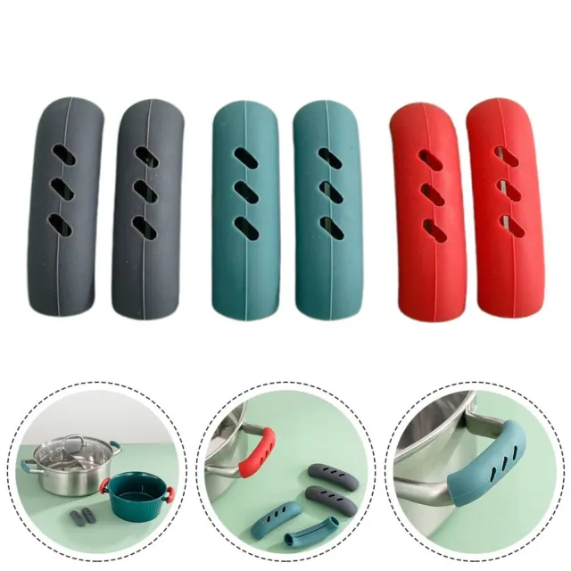 2Pcs Silicone Insulated Pot Handle Cover to Prevent Burns while Cooking