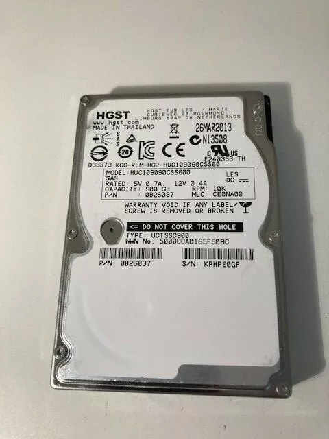 Hitachi HGST 600GB 10K SAS 2.5" 6G DP 10000rpm Dell IBM HP HPE Servers