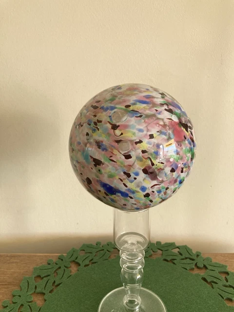 Boule d'Escalier ancienne en verre et laiton