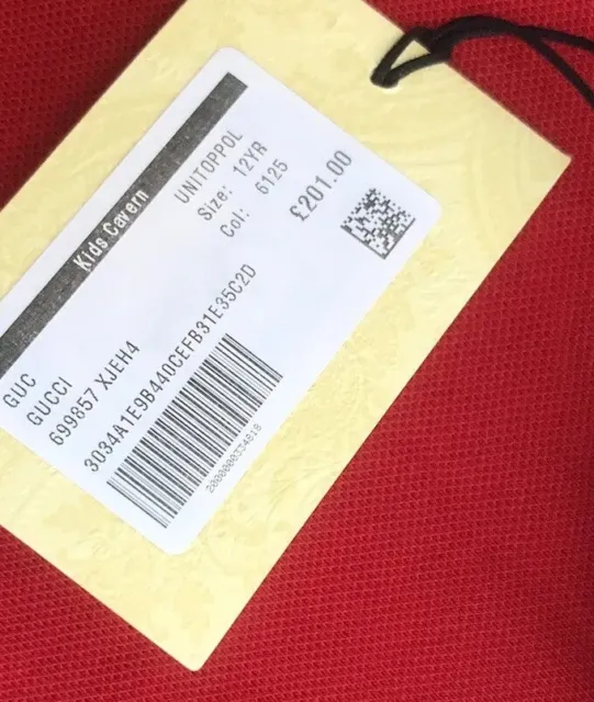 Polo Rossa GUCCI bambini ragazzi ragazzi a maniche lunghe età 12 anni nuova con etichette prezzo disponibile £201 5