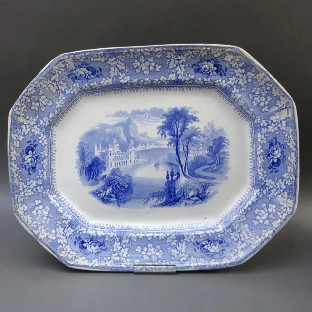 19thC Blue & White Pearlware Meat Platter ~ Milan Pattern ~ Llanelly Pottery