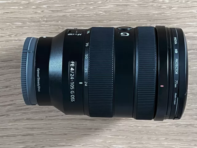 Sony FE 24-105mm f4 G OSS lens with Hoya HD protector filter