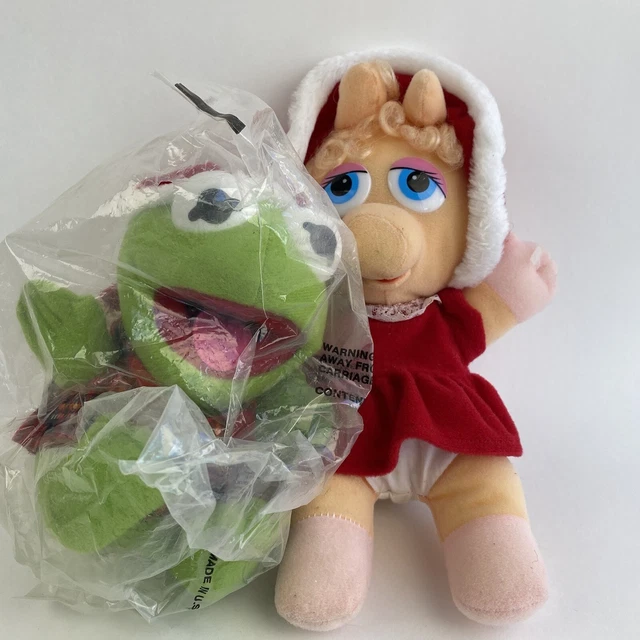 1987 McDonalds Christmas Baby Kermit The Frog PLUSH Miss Piggy Muppet Babies Vtg