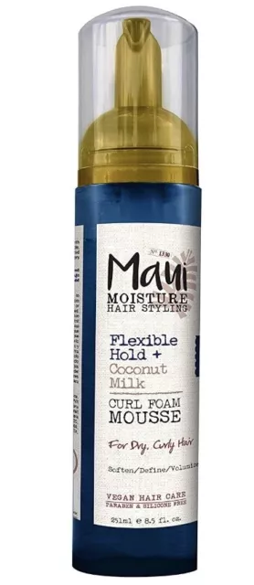 Flexible Hold + Coconut Milk Curl Foam Mousse, for Curly Hair Styling, No Drying