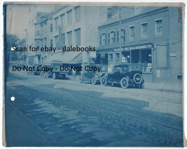 RARE Photo - Orig Cyanotype Street Scene BOSTON 1920s? Grafonola Store etc 8x10