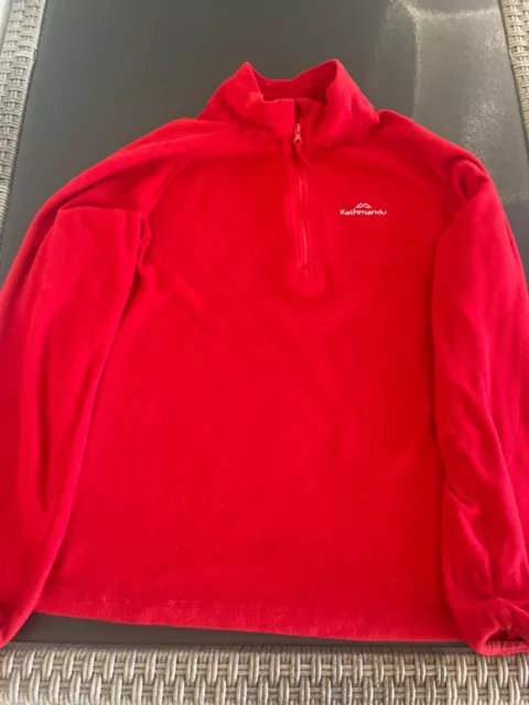 Kathmandu Kids Jacket 12 YRS Red Fleece 1/4 Zip Up Pockets Free Postage