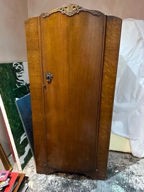 Vintage Art Deco single free standing Gentleman's wardrobe Ideal for hall / kids
