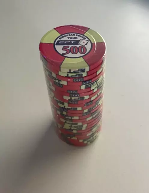 BLISTER da 25 Fiches - Poker chips ceramica replica EU Poker Tour Valore 500