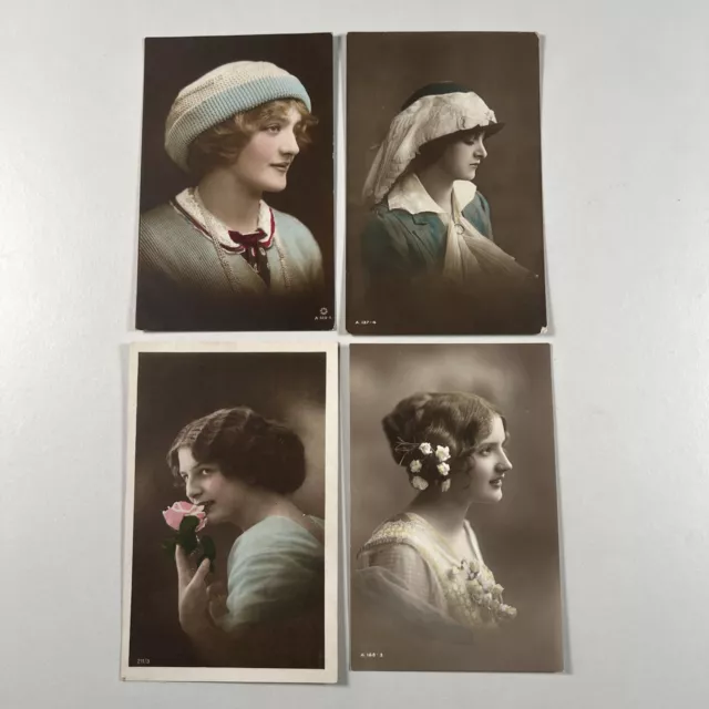 Young Women Glamour Portraits x4 Bundle PostCards c1918 Inc Miss Lily Elsie
