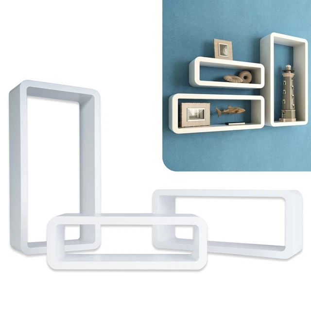 3 estante de pared tablero de pared estante colgante moderno libros flotantes decoración CD en blanco 3 estante de pared tablero de pared estante colgante moderno libros flotantes decoración CD en blanco