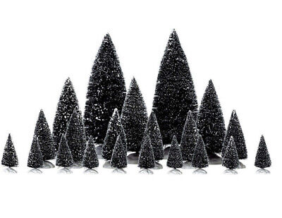 LEMAX Holiday Village 21 Piece Snowy Pine Trees Assorted Sizes-with Storage Box