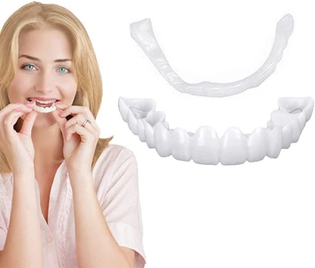 Dentures Fake Smile Teeth Moldable Customizable Temporary Top Teeth for Snap On