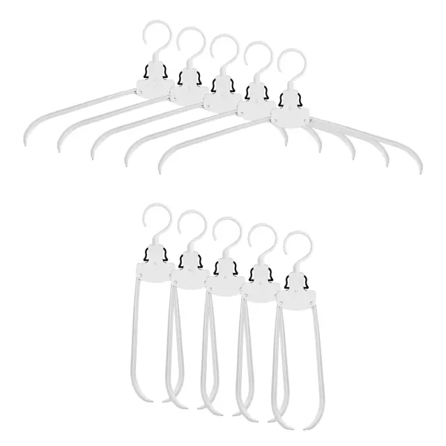 Clothes Folding Hangers 5 pcs Travel Collapsible Portable White Drying Rack