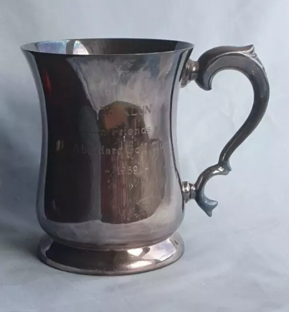 Vintage Engraved EPNS A1 Silver Plate Viners of Sheffield Pint Tankard 1969  #42