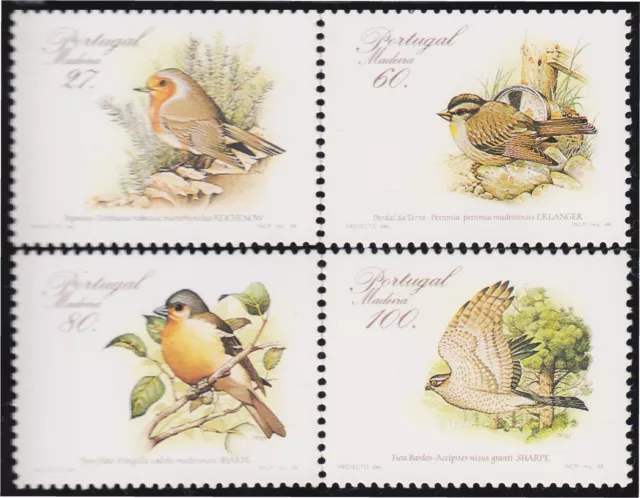 Portugal Madeira 125/28 1988 Fauna Regional Pájaros Birds MNH