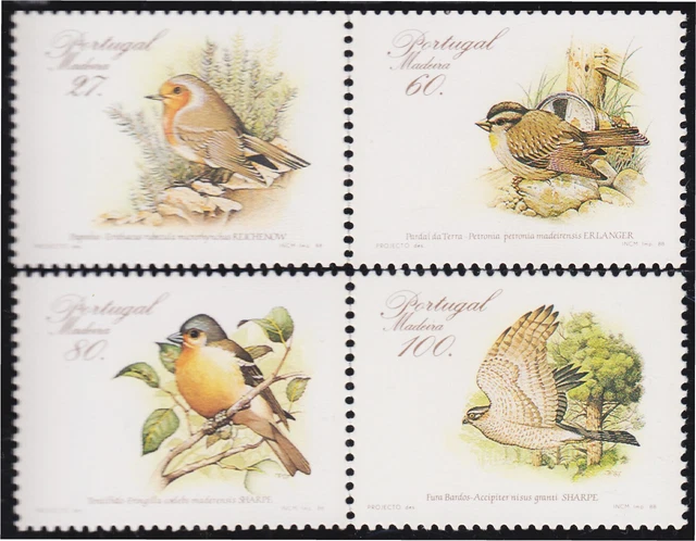 Portugal Madeira 125/28 1988 Fauna Regional Pájaros Birds MNH