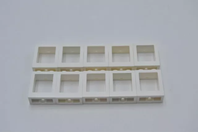 LEGO 10 x Fenster Fensterrahmen weiß White Window 1x2x2 Flat Front 60592