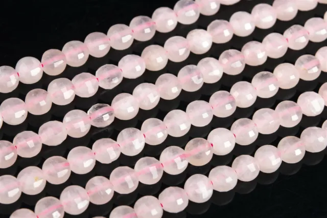 5-6MM Rose Quartz Faceted Flat Round Button Grade AAA Natural Loose Beads