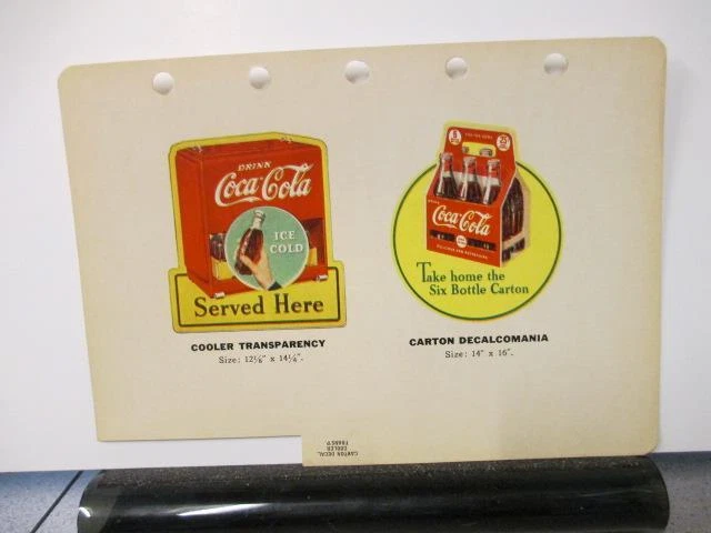 COCA COLA 1940 store display sign salesman sample DECALS carton vend machine