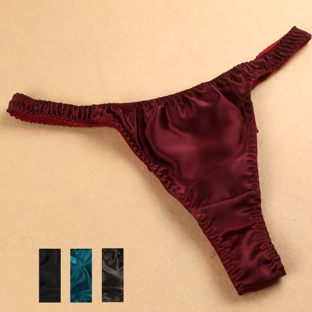 3 PACK 100% Real Silk Men's Sexy String Thong Underwear L XL 2XL MS102