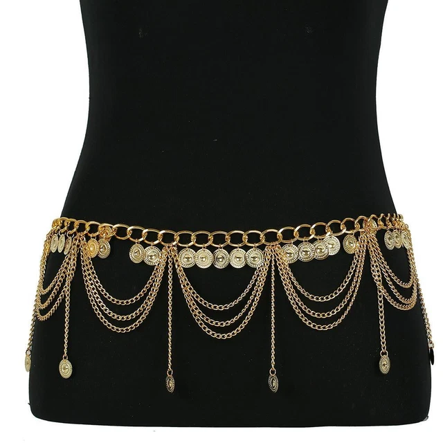 Pendant Waistband Metal Chain Belt Slimming Cummerbands Crystal Waist Band
