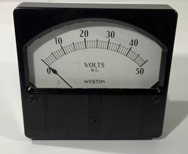 Vintage 1964 Weston DC Voltmeter Zero Corrector Used 0-50 VDC Tested - Works