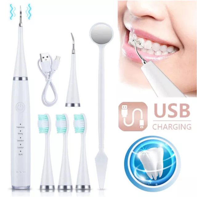 Electric Sonic Tooth Cleaner Dental Scaler Teeth Plaque Stains Remover Clean Kit