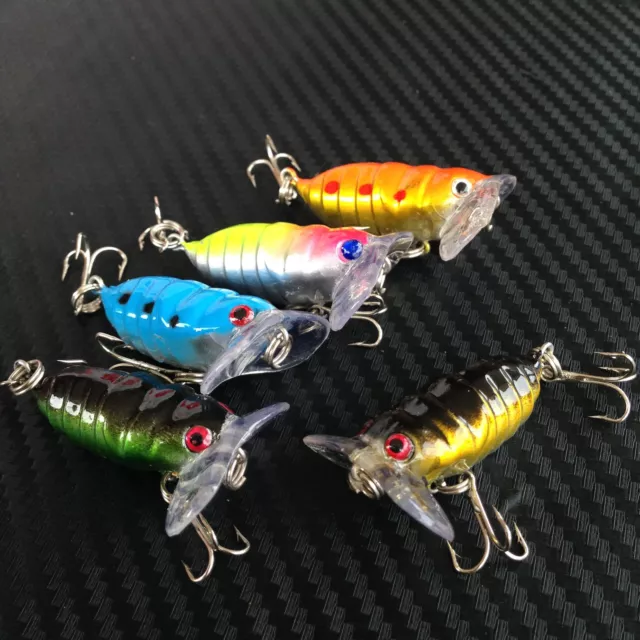 5x Mini Cicada Topwater Popper Fishing Lures Pencil Surface Saltwater Tackle