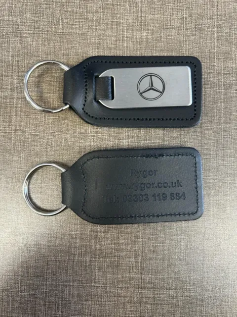 Mercedes-Benz Genuine Leather & Chrome Keyring/Keyfob/keytag