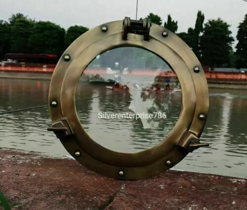 Nautical Antique Brass Porthole 12 inch Ship Boat Window & Wall Porthole Decor