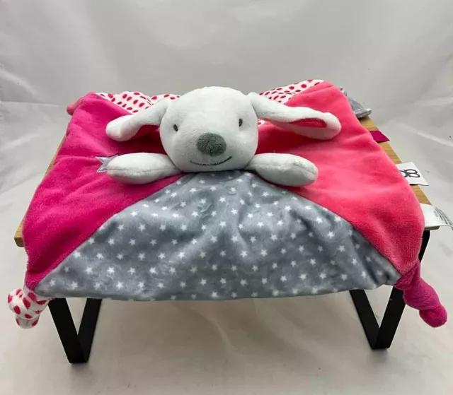 Obaïbi doudou carré lapin velours rose gris pois étoiles velours
