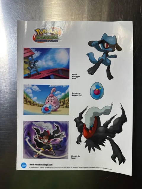 Nintendo Pokemon Ranger Shadows Od Almia 2008 Sticker Sheet