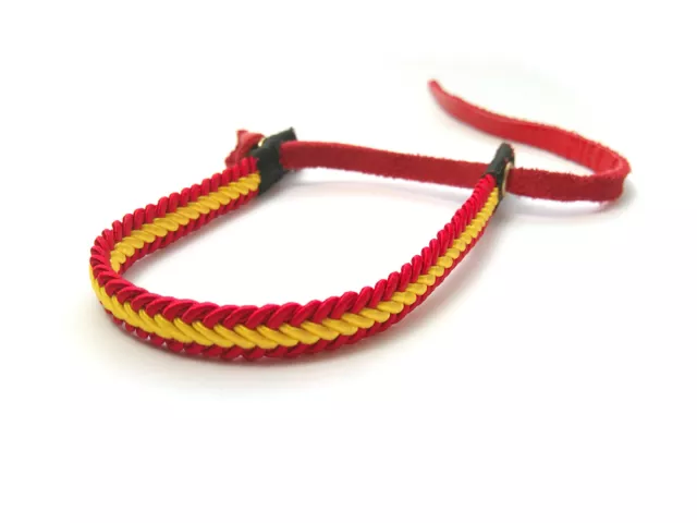 Pulsera Surfera De Cuero E Hilo Trenzada Colores Bandera España 1 Unidad Roja