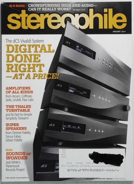 Stereophile Magazine January 2014 dCS Vivaldi Arcam Coffman Jadis Lindell Amp