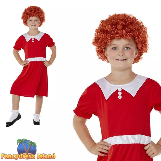 Smiffys Annie Singing Orphan Kids Childs Fancy Dress Costume