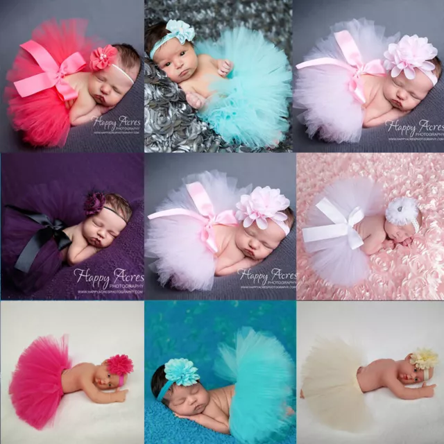 Newborn Baby Girls Boys Costume Photo Photography Prop Outfits Headband + Skirt