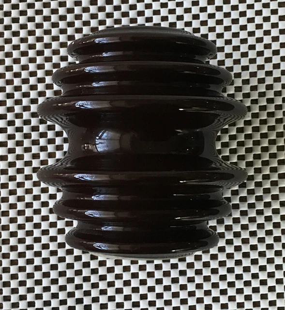 Vintage Brown Porcelain Insulator ~ Large ~ Telephone ~ Unmarked ~ Great 8