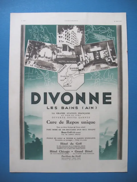 Publicite De Presse Divonne Les Bains Ain Station Thermale Cure Jura Ad 1933