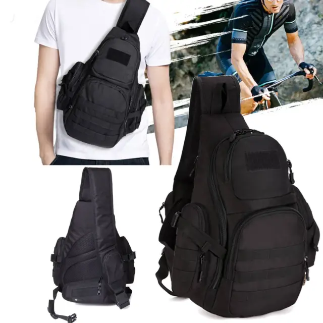 Mens Military Tactical Chest Sling Backpack Large Molle Cross Body Shoulder Bag