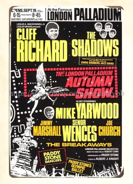 the wall art 1968 Cliff Richard London Palladium Concert Poster metal tin sign
